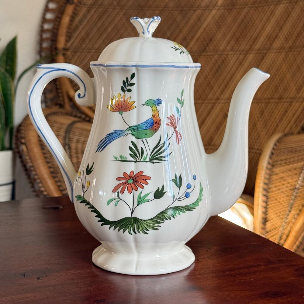 Coffee Pot & Lid Oiseau De Paradis by FAIENCERIE DE GIEN - France